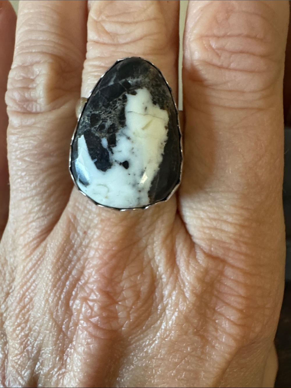 White Buffalo, Sterling Silver Ring by famous Navajo artist Paul Livingtston